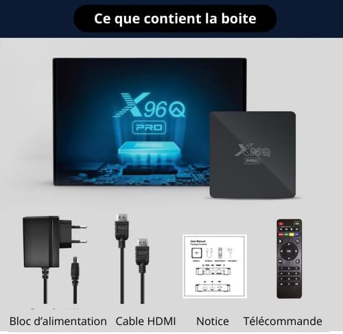 X96 Modèle QPro Meilleur Android Box Android 10, boitier Smart Video Ultra HD 4K, 2g/16g, WiFi..